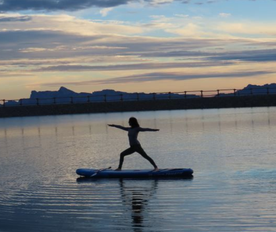 Yoga sur Paddle, lac, chamrousse