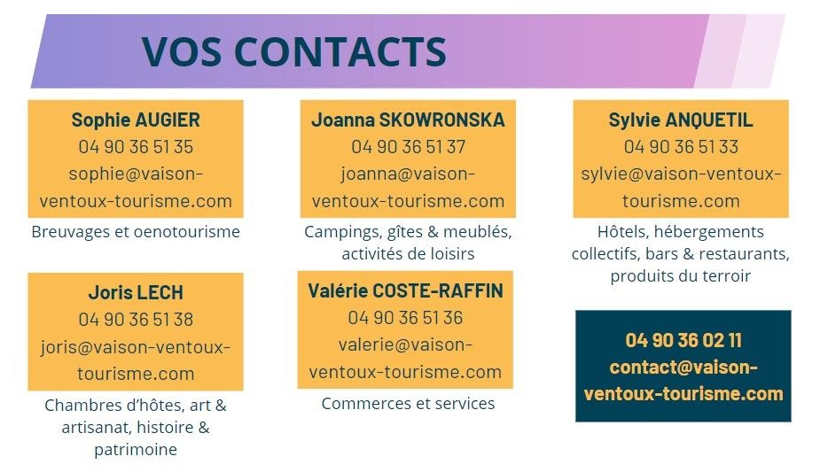 Contacts office de tourisme Vaison Ventoux Provence
